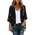 thumbnail image 1 of Cárdigan de manga larga para mujer, estampado informal, blusa con bolsillo, cárdigan, abrigo para mujer, 1 of 4