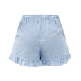 thumbnail image 7 of Ymauqau Linen Shorts for Women Elastic High Waisted Pull on Ruffle Hem Striped Boxer Casual Shorts Summer Beach Shorts with Pockets, 7 of 7