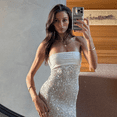 thumbnail image 2 of EASYBRAUS Women Strapless Sequin Bodycon Maxi Dress Elegant Party Evening Dress, 2 of 7