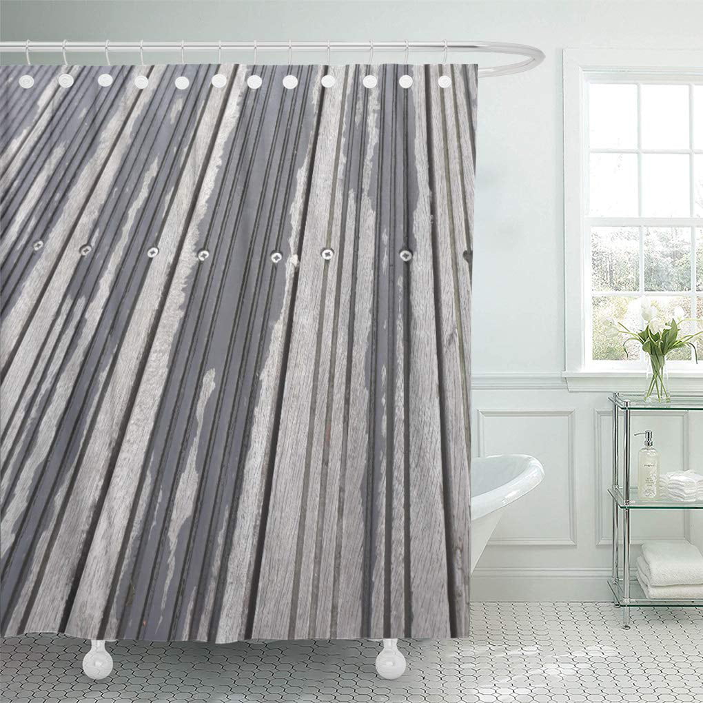 Cynlon Decking Striped Grey Brown, Personalised Photo Shower Curtain