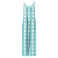 thumbnail image 5 of Casual Jumpsuit for Women Summer Button Strap Plaid Criss Cross Bib Jumper with Pocket Loose Pleated Wide Leg Outfits, Blue, S, 5 of 7