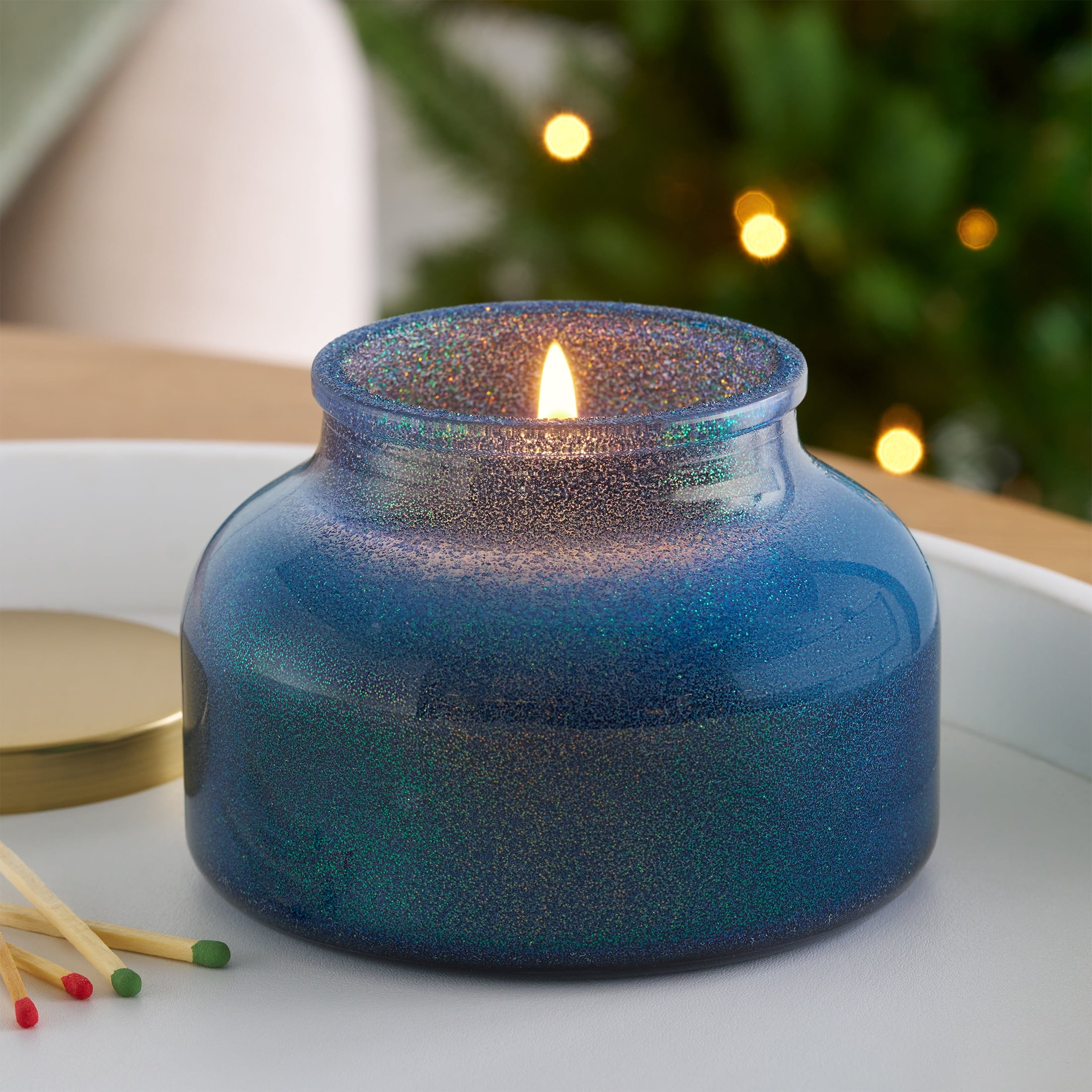 Better Homes & Gardens 1-Wick Holiday Scented Glitter Jar Candle, Winterberry and Bay, 12oz.