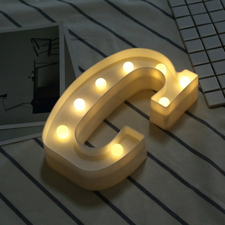 

Home Decor Clearance Alphabet LED Letter Lights Light Up White Plastic Letters Standing Hanging C Birthday Decorations
