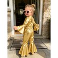 thumbnail image 6 of vastwit Little Girls Shiny Metallic Flare Jumpsuit Disco Themed 70s Birthday Party Outfit Gold 5T, 6 of 7