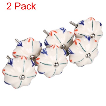12 X Vintage Hand Painted Ceramic Floral Knobs Cupboard Cabinet