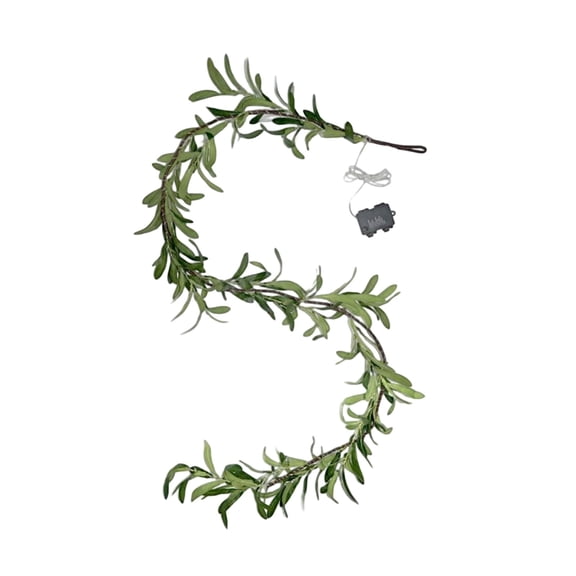 6FT Pre-lit Olive Vine Christmas Garland, Hand-Wrapped Artificial Greenery with LED Lights for Table and Mantle, Indoor Holiday Christmas Decorations