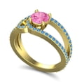 thumbnail image 2 of 2.50 T.C.W Round Cut Pink Sapphire & Blue Topaz Gemstone Beautiful Wedding Ring for Ladies Solid 18K Yellow Gold Size 9 by Diamond-Capitals, 2 of 8