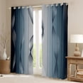 thumbnail image 2 of Gradient Navy Blue and Greyish White Curtains & Drapes 2 Panels 38"Wx54"L,Silver Foil Print Wave Striped Curtains Ombre 30%-50% Blackout Curtains,Abstract Art Room Decor Aesthetic, 2 of 6