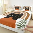 thumbnail image 3 of Manfei Cute Cat Twin Sheet Sets,Brown Geometric Striped Twin Fitted Sheet,Pet Lover Flat Sheet For Girls Kids,Super Cozy Room Decor,3 Pieces, 3 of 7