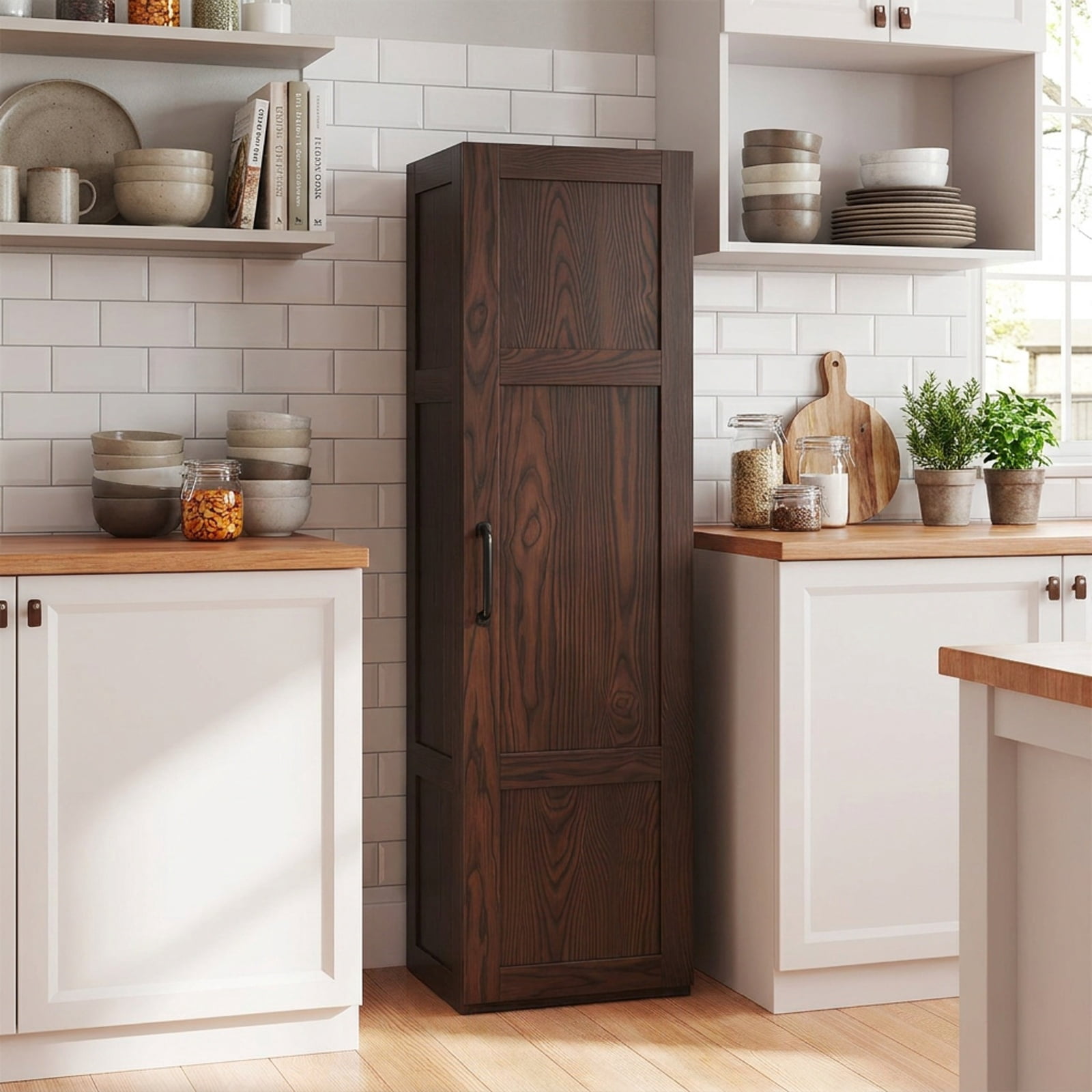 Vebreda Freestanding Bathroom Storage Cabinet, Tall Storage Cabinet with 4 Storage Shelves for Bathroom Living Room, Maximizes Small Spaces