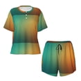 thumbnail image 4 of Lsque Orange To Teal Gradient Women's Short-Sleeved Pajama Set - 2 Piece Soft and Lightweight Sleepwear Set-3X-Large, 4 of 9