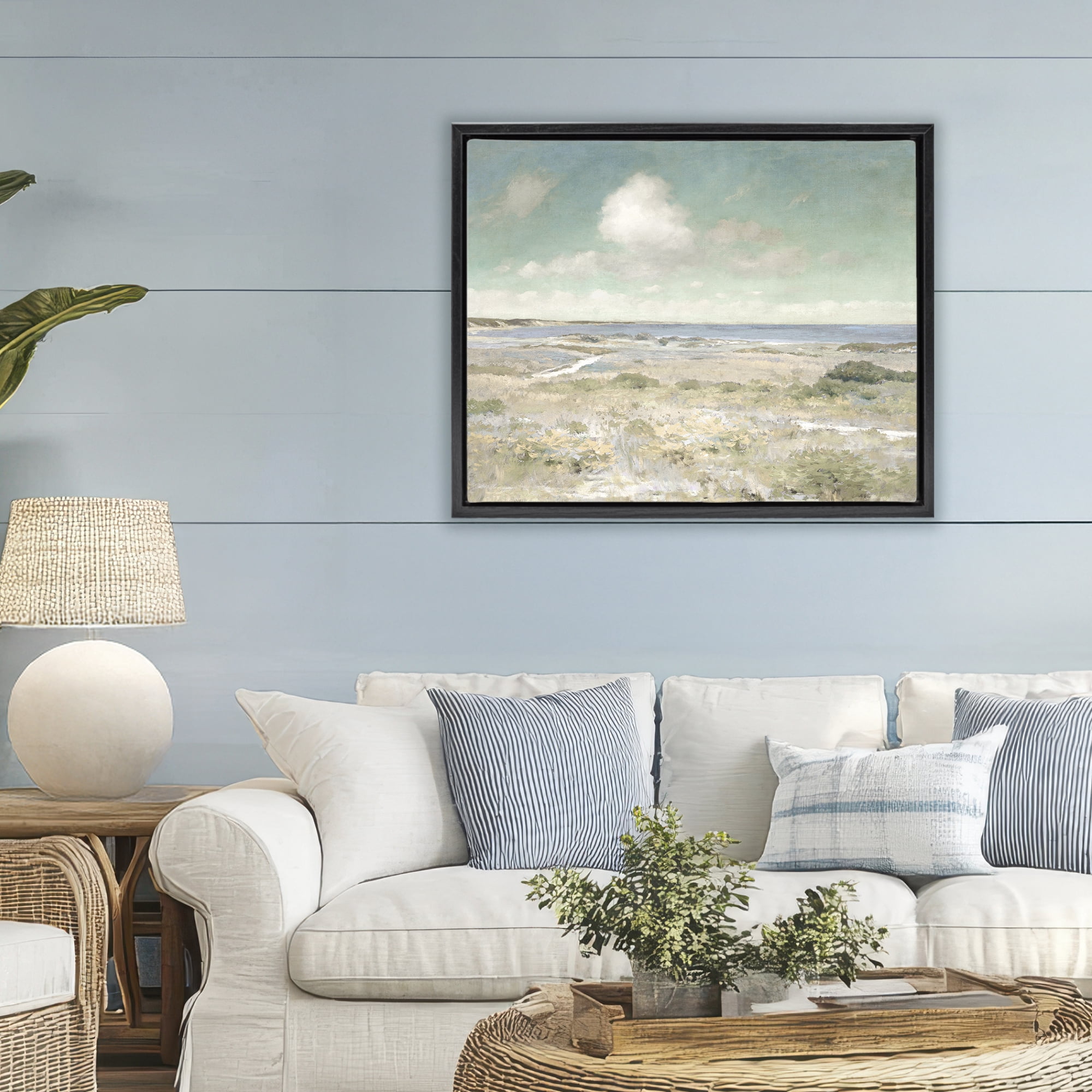 Stupell Industries Water View with Clouds Black Framed Floater Canvas Wall Art, design by Christy McKee