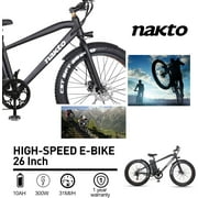 Nakto NAK- CRSB300 26 in. 300W Cruiser Fat Tire Mountain Ebike, Black
