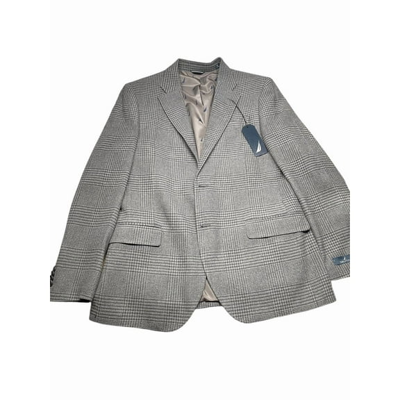 Nautica Mens Modern fit Sport Coat Blazer 38 R Gray Plaid