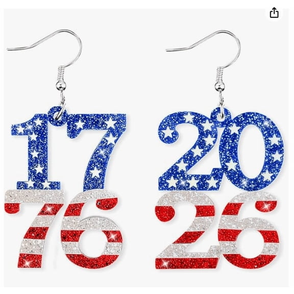 HomelyJoy Patriotic Heart Earrings, 250th Anniversary Double Layer Acrylic Pendant Jewelry for Independence Day and Memorial Day