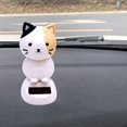 thumbnail image 4 of Adorno de plástico con forma de gato para interior de coche con energía solar, columpio creativo Pointear negro blanco, 4 of 9