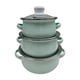thumbnail image 1 of 3 piezas de ollas esmaltadas, olla esmaltada con tapa, olla para guisar frijoles, olla para cocinar a fuego lento, cocina azul claro, 1 of 9