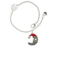 thumbnail image 2 of Delight Jewelry Silvertone Large Crescent Moon Santa Face Silver-tone Rose Link Chain Bracelet, 6.25"+1.75" Extender, 2 of 4