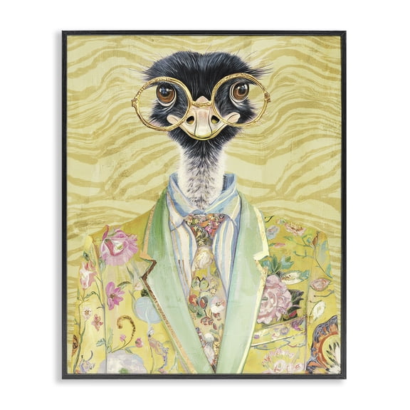 Stupell Industries Dandy Ostrich Portrait Black Framed Giclee Art, design by Svetlana Aleynikova