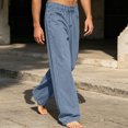 thumbnail image 5 of LODIENY Men Baggy Jeans Straight Wide Leg Skater Hip Hop Denim Pants Loose Fit Button Waist Vintage Y2K Streetwear Trousers with Pockets Sky Blue XXXL, 5 of 7
