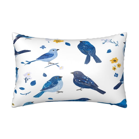 Satin Pillowcase 20x30in For Hair And Skin Soft Silky Blend Pillow Case With Hidden Zipper For Bedroom Or Sofa Blue Bird And Flowers