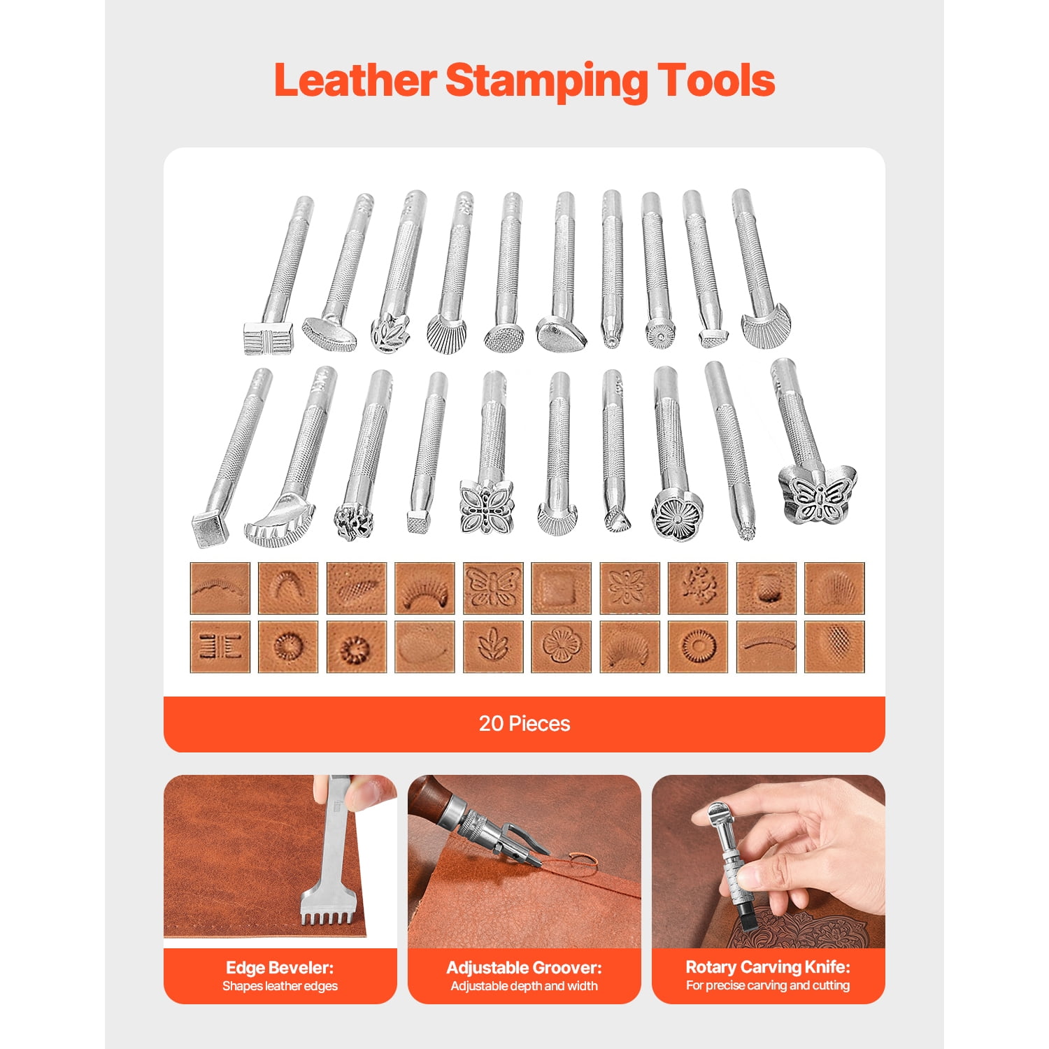 KFFKFF Leather Crafting Tool Set, 72 Piece Leatherwork Equipment with Compact Leather Carry Case, Carving, Punching, Sewing, Stamping, Smoothing Tools, Perfect for Novice DIY Hobbyists and Experts