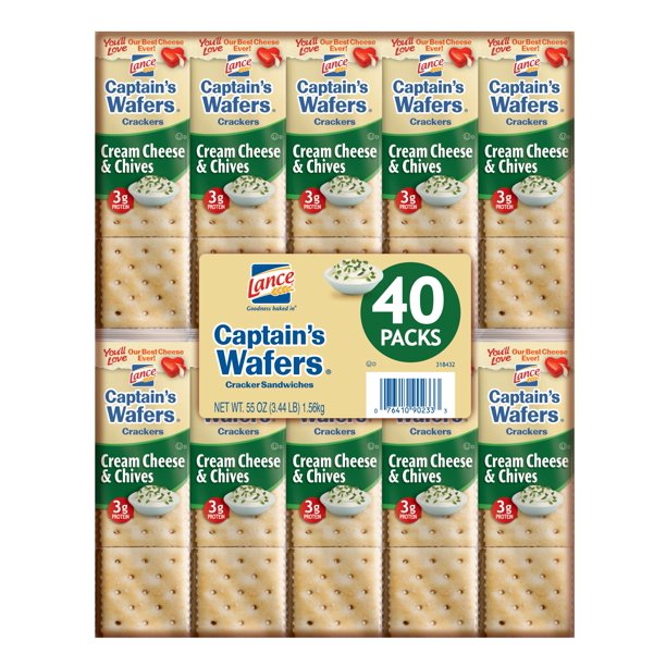 Lance Captain's Wafers Cream Cheese & Chives Sandwich Crackers, 40 Ct