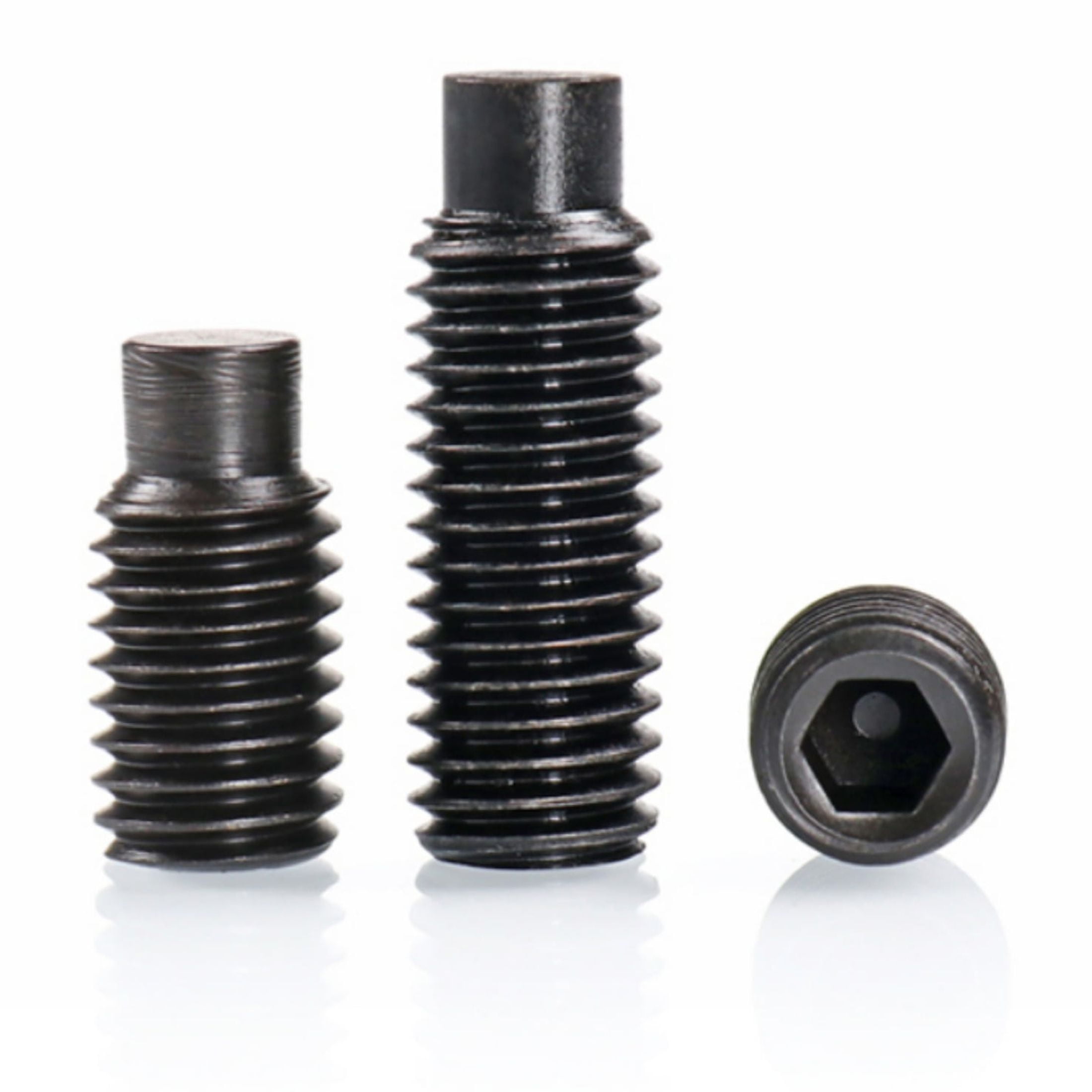 (100 pcs) Black Carbon Steel Male End Set Screw With Hexagon Socket Head Cap, for Processing Fixing Accessories 5x8mm.