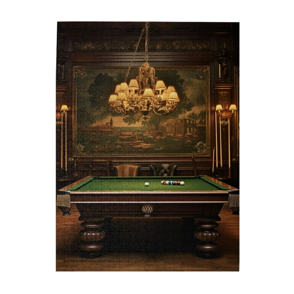 500 PCS Gorgeous billiards scene - 500 PCS Jigsaw Puzzles for Adults,Relax and enjoy the fun of solving puzzles,Unique Artwork for Adults,Creative Activity Hobbies for Adults,Wooden Puzzle
