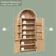 SinCiDo Arched Pantry Storage Cabinet with 4 Fluted Wood Doors, 71 Modern Kitchen Organizer with 6 Doors Shelves & Adjustable Shelves, Versatile Cupboard for Kitchen Dining Room