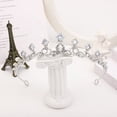 thumbnail image 2 of Zhuge Tiara de boda para novia, diadema de princesa, corona de novia, joyería para el cabello con diamantes de imitación de cristal, decoración para novia, cumpleaños, graduación, boda (plateada), 2 of 5