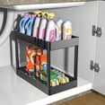 thumbnail image 2 of OUSIMEN 2-Tier Under Sink Organizer with Sliding Storage Drawer, Under Sink Cabinet Organizer for Bathroom Kitchen (Black-1 Pack), 2 of 6