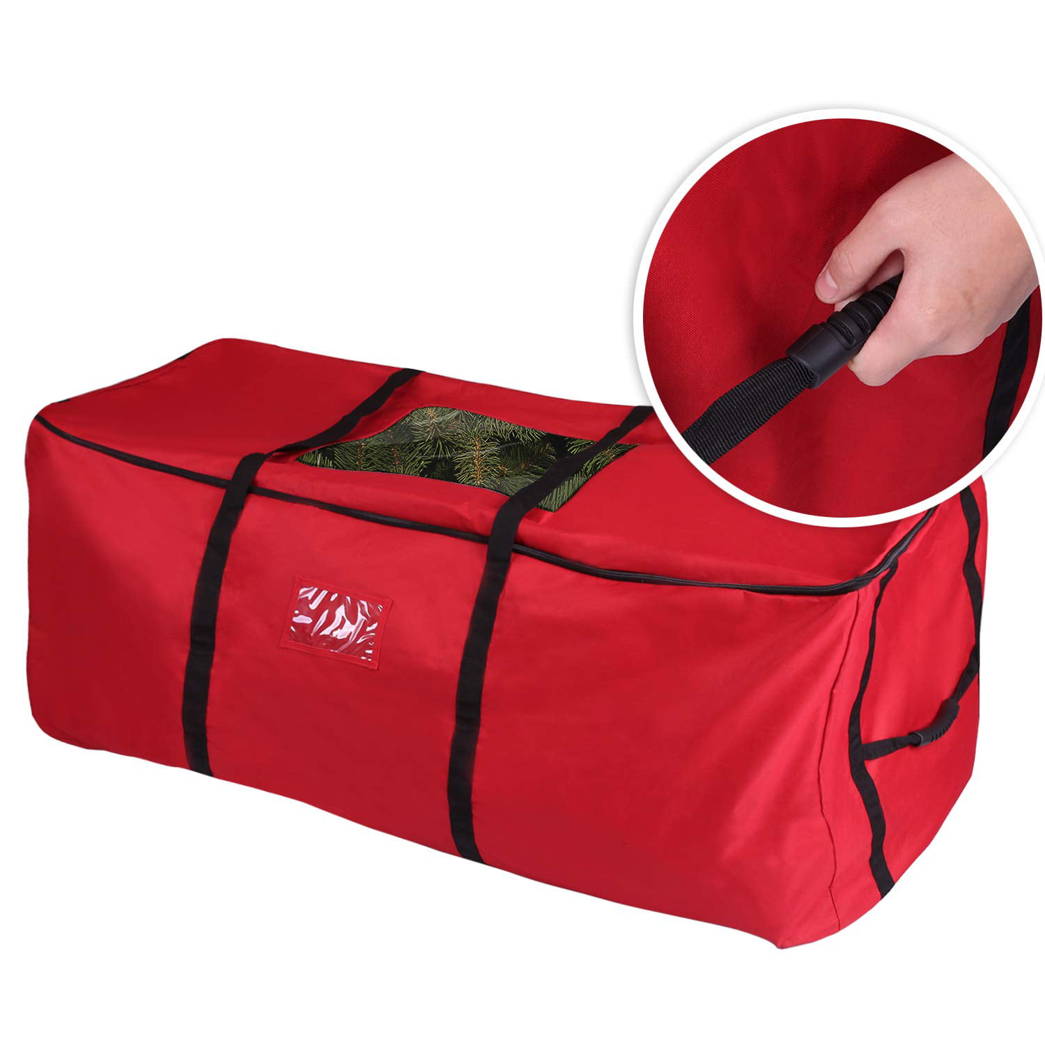 Large Christmas Tree Storage Bag Heavy Duty Canvas Container for Up to 9ft Tree Red | Double ...