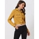 thumbnail image 3 of Chaqueta de motociclista recortada de gamuza sintética con muescas en el cuello, bolsillos, chaquetas de motociclista con botones Amarillo L, 3 of 6