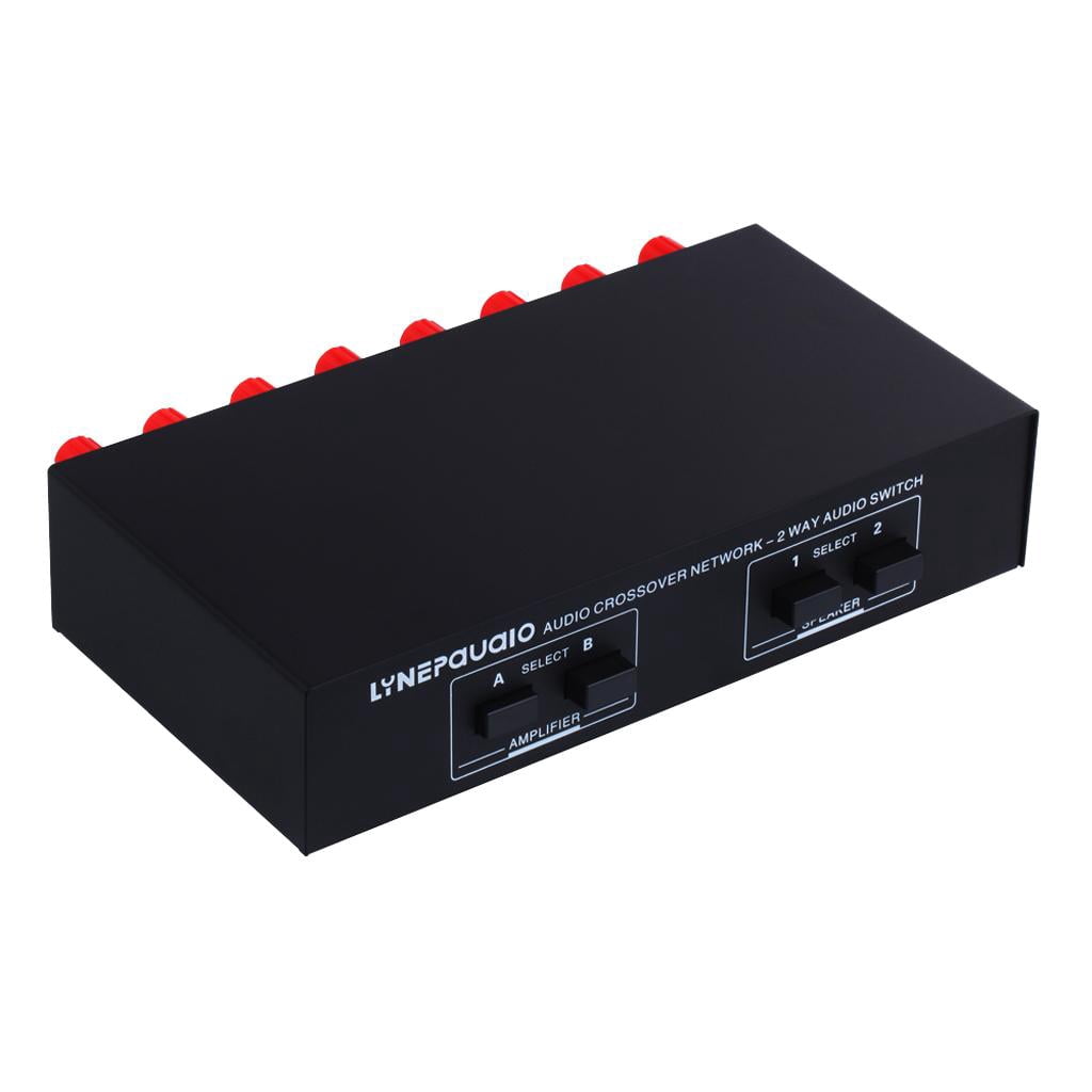 LeeQinersw 1pc 2 in 2 out 2 Way Passive Speaker Selector Switcher Splitter Switch Box Black
