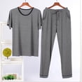 thumbnail image 2 of Tnhcen Men's Pajama Set Casual Short Sleeve Long Pants Sleepwear Modal Cotton Polyester 20% 40% 40% Comfortable Loose Fit Home Wear L-4XL, 2 of 4