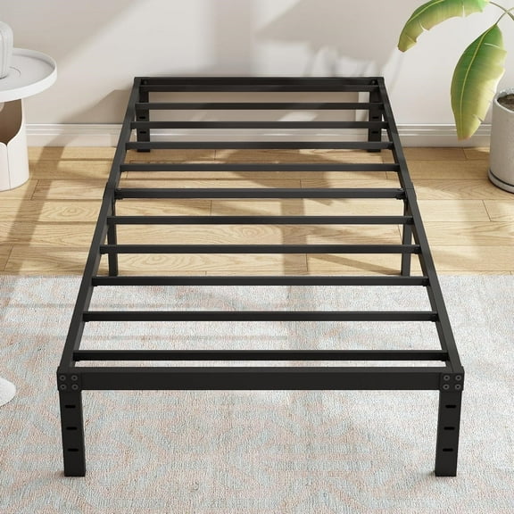 Bed Frame Twin No Box Spring Needed,Heavy Duty Metal Platform Bed Frame with Storage Space