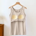 thumbnail image 4 of Antinious Women Solid Crew Neck Wide Strap Sleeveless Tank Top With Removable Pads,Holiday!Sleep Shirts for Women,Women Tops Casual,Beige,M, 4 of 5