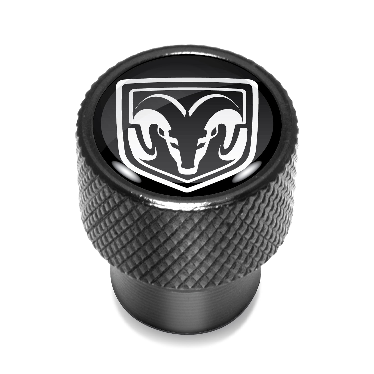 RAM in Black on Black Aluminum Tire Valve Stem Caps
