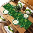 thumbnail image 4 of St. Patricks Day Table Runner 13x48 Inches Long Green Clover Runner for Table Leaves Nature Table Runners Cotton Linen Dresser Scarf for Kitchen Coffee Dining Spring Holiday Party Decor, 4 of 6