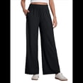 thumbnail image 3 of Pantalones Deportivos Casuales, Cómodos, de Cintura Alta y Pierna para Mujer, con Bolsillos y Sueltos. Negro S, 3 of 7
