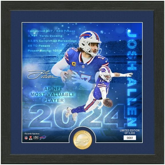 Highland Mint Josh Allen Buffalo Bills 2024 NFL MVP 13" x 13" Bronze Coin Photo Mint