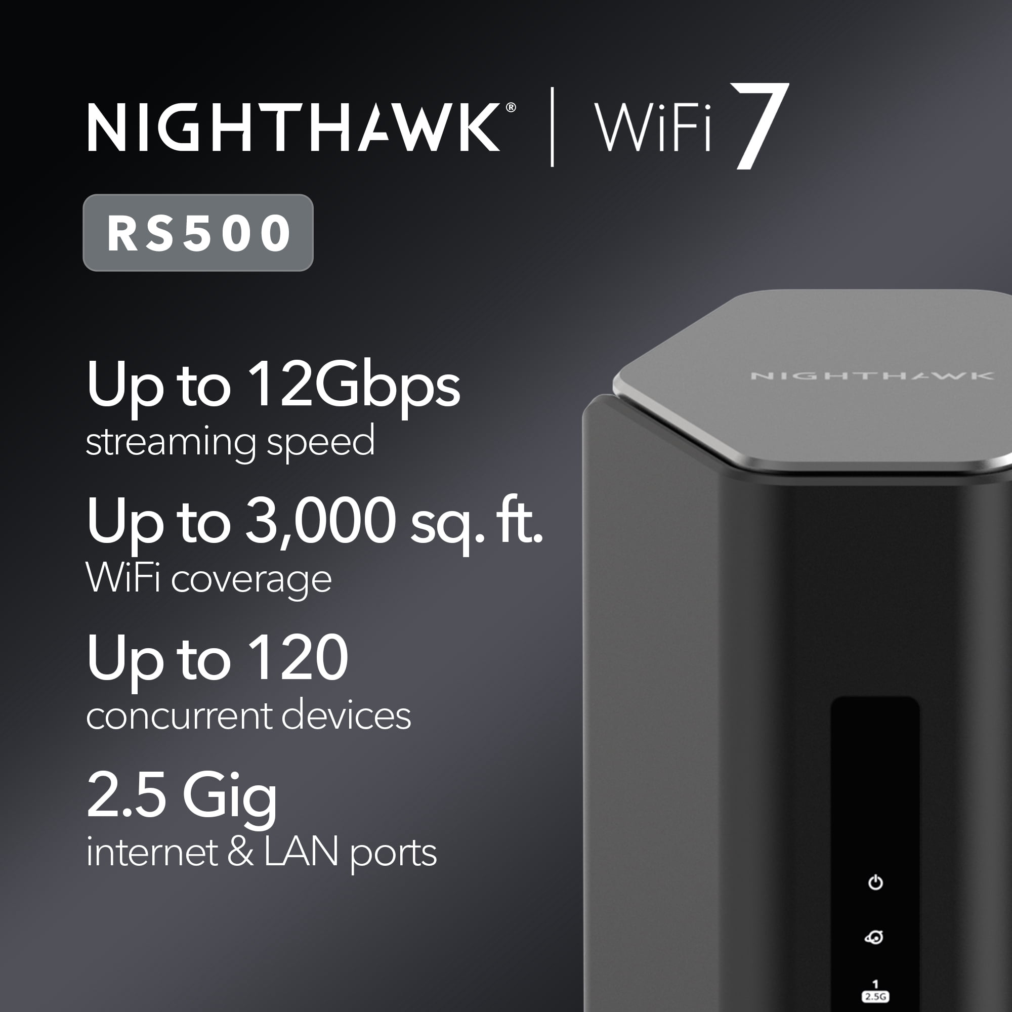 Nighthawk BE12000 WiFi 7 Tri-Band Router RS500