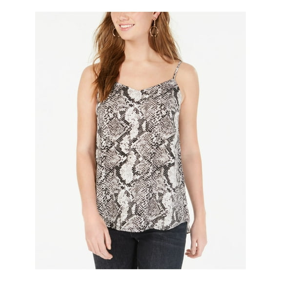 HIPPIE ROSE Womens Black Animal Print Spaghetti Strap V Neck Tank Top S