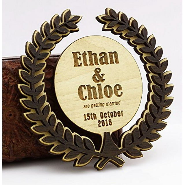 Personalized Save The Date Wood Engraved Magnets 30 Rustic Wedding Announcements