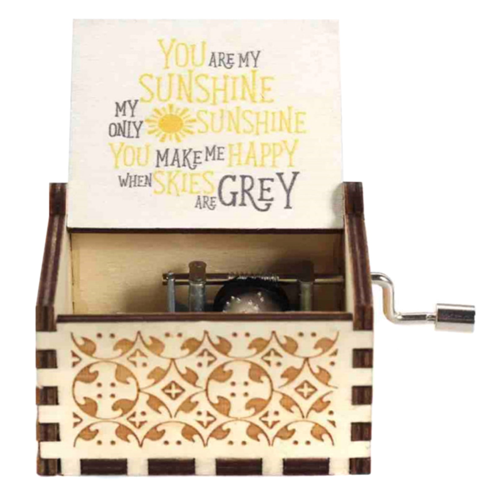 Engraved Wooden Music Box Handcranked Music Box for Daughter Wife