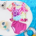 thumbnail image 3 of Tiijoy Girls Two Piece Swimsuit Tie Dye Heart Print Short Sleeve Rash Guard with Brief Bathing Suit, Sizes 1-2, 3 of 7