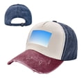 thumbnail image 7 of White Blue Gradient Baseball Cap Distressed Adjustable Vintage Cotton Denim Hat for Women Men, 7 of 7