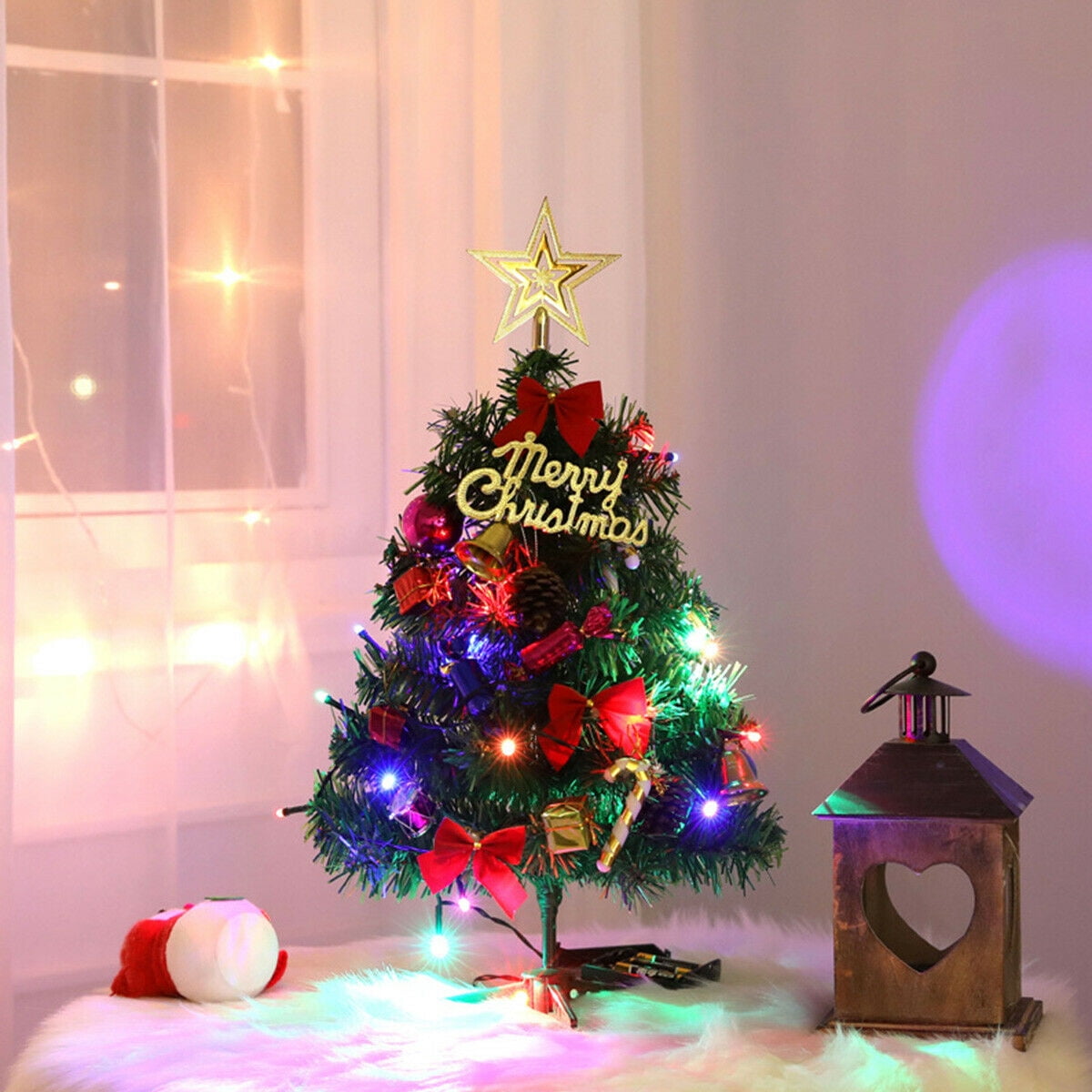 Morttic LED Artificial Mini Christmas Tree Tabletop Desk Ornaments Xmas ...