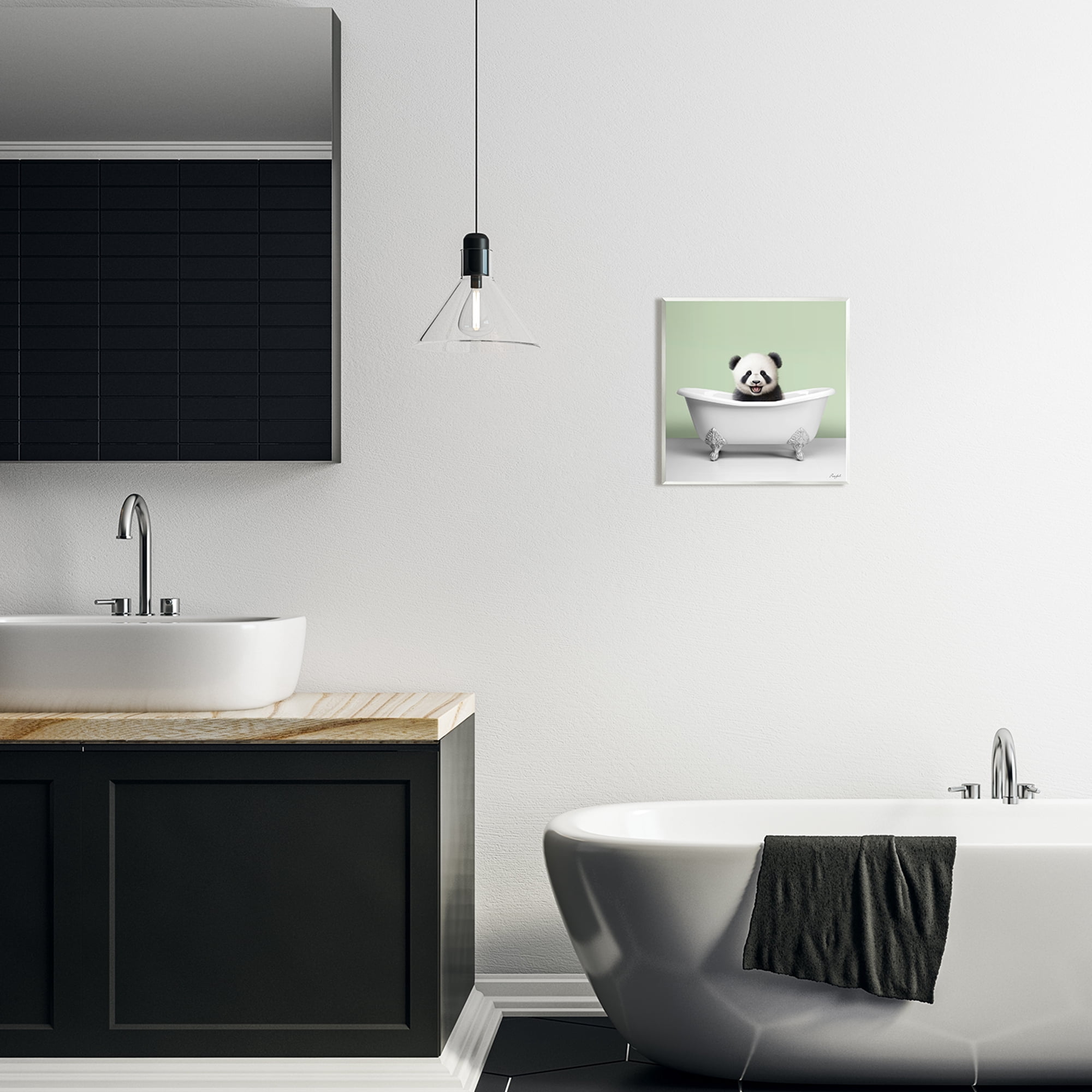 Stupell Industries Happy Panda in Bathtub Animals & Insects Painting Unframed Art Print Wall Art, 12 x 12